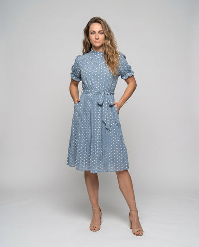 Damen Midi-Kleid mit Rüschendetails und tailliertem Gürtel