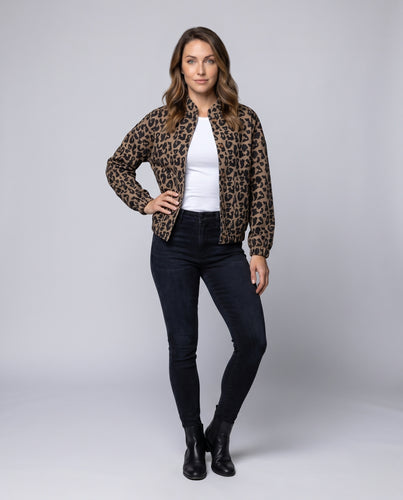 Damen modischer Leo Print Blazer mit Knöpfen