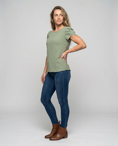 Damen modisches Oberteil mit eleganten Puffärmeln