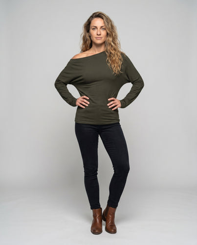Damen Schulterfreies Longsleeve Oberteil
