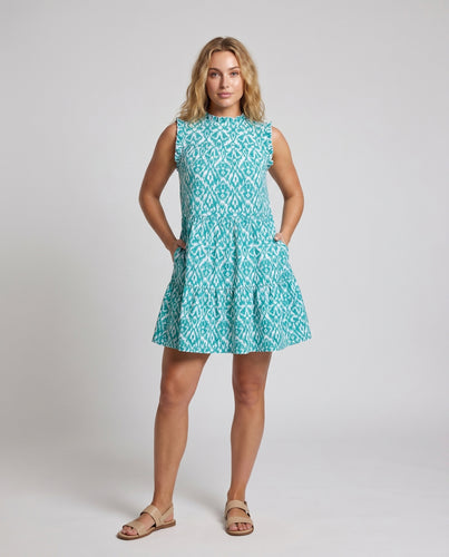 Damen Sommerkleid mit voluminösem Rock und Rüschen
