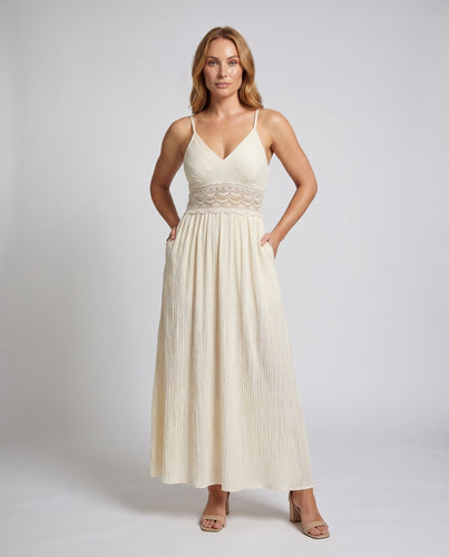 Damen Sommerliches Maxikleid mit zarten Spitzenakzenten