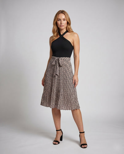 Damen Sommerliches Midi-Kleid mit elegantem Gürteldetail und floralem Muster
