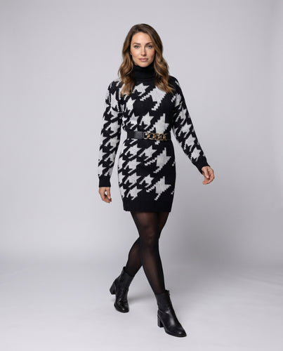 Damen Strickkleid mit modischem Sternenmuster