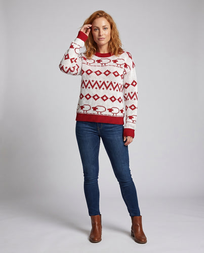Damen Strickpullover mit winterlichem Muster und weichem Tragegefühl
