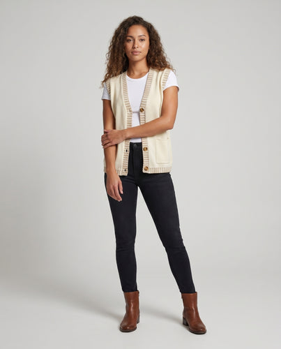 Damen Strickweste mit Knopfdetails und Taschen