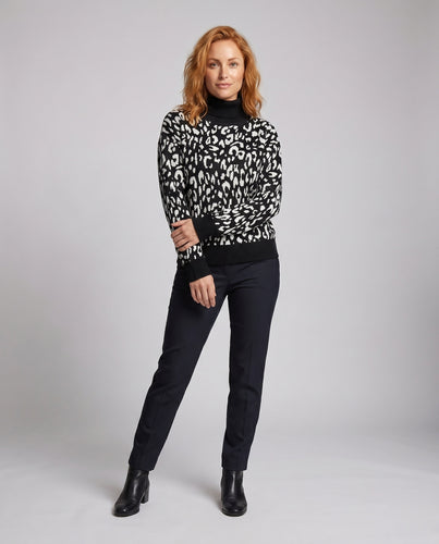 Damen trendy Strickpullover mit animalischem Muster