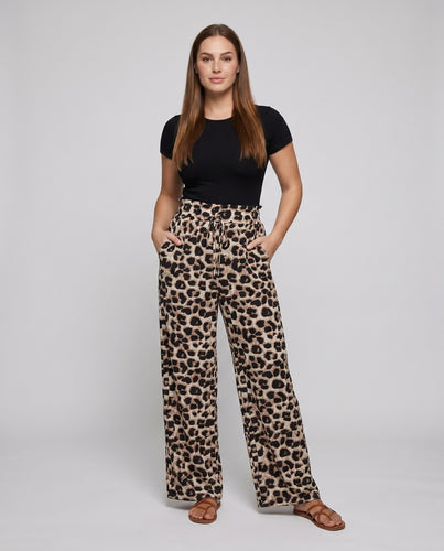 Damen weite Leopardenmuster Freizeithose