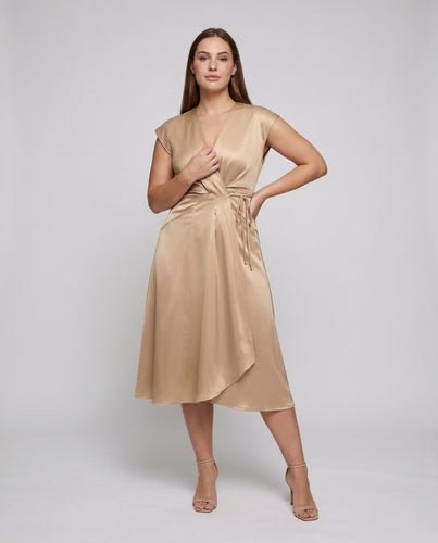 Damen Wickelkleid mit elegantem taillierten Design und luxuriösem Gewebe