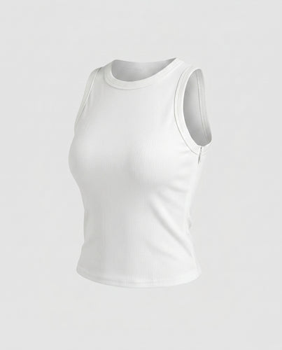 Damen ärmelloses Crop-Top mit strukturiertem Stoff und figurbetontem Schnitt