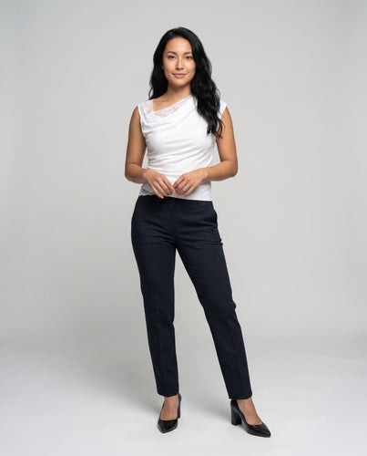 Damen asymmetrisches T-Shirt mit feiner Spitze und lässigem Schnitt