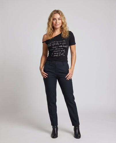 Damen asymmetrisches Tshirt mit kreativem Druck