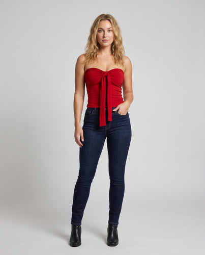 Damen Bandeau Top mit eleganter Schleifenverzierung