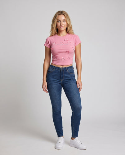 Damen Crop-Top mit verspieltem Schleifen-Design