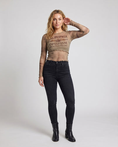 Damen Crop-Top mit verspieltem Schriftzug und raffiniertem Schnürdesign