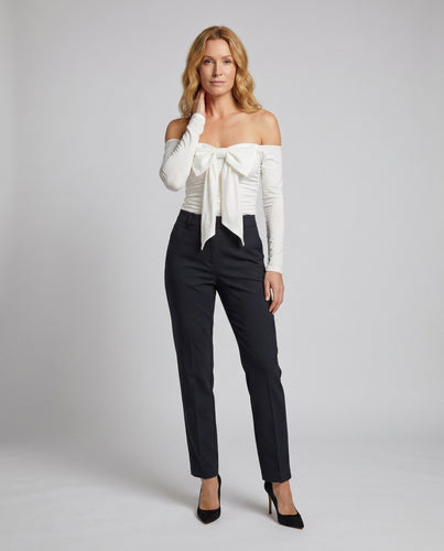 Damen Cut-Out Corsage mit Bogen