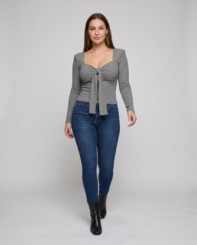 Damen figurbetontes Langarmtop mit Knoten-Design