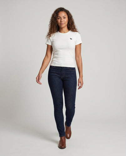 Damen Figurnahes Kurzarmshirt mit elegantem Stehkragen