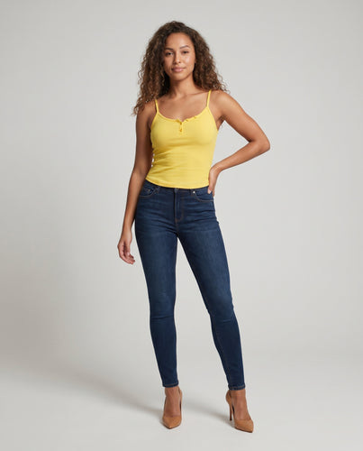 Damen Funktions-Tanktop mit femininen Rüschen und knöpfbarem Ausschnitt