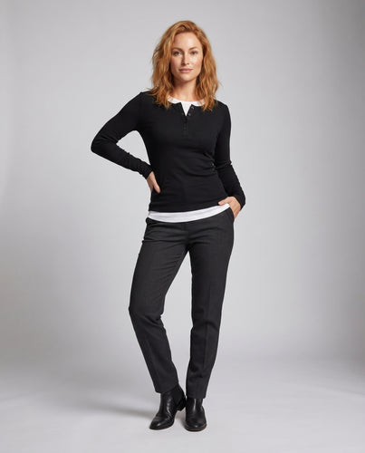 Damen Langarmshirt mit Knopfleiste und bequemem Schnitt