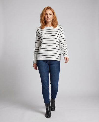 Damen lässiger Strickpullover mit modischem Streifenmuster
