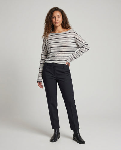 Damen Lässiges Longsleeve T-Shirt mit asymmetrischem Streifenmuster