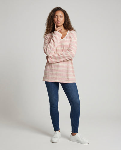 Damen lässiges Longsleeve T-Shirt mit modischem Streifenmuster