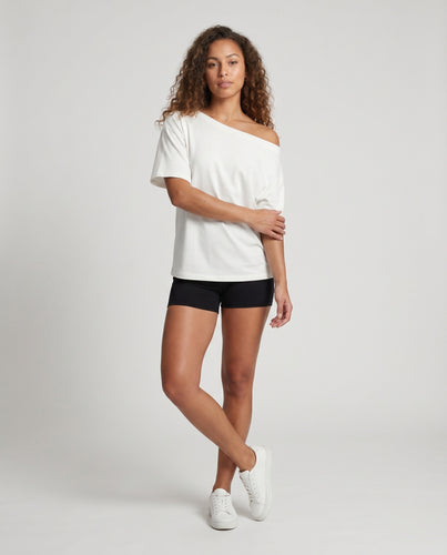 Damen Off-Shoulder T-Shirt mit legerem Schnitt und lässigem Flair