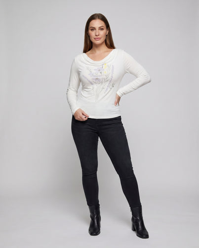 Damen Oversized Langarmshirt mit floralem Druck