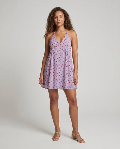 Damen Sommerkleid mit zartem Blumendruck und tiefem V-Ausschnitt