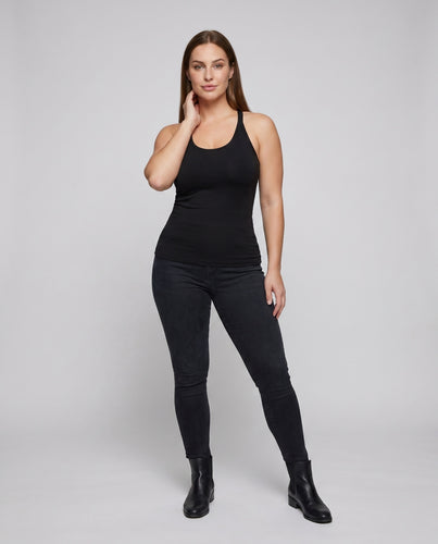 Damen Sportliches Tanktop mit elastischen Trägern und Racerback-Design