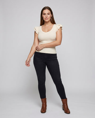 Damen T-Shirt mit verspielten Rüschenärmeln