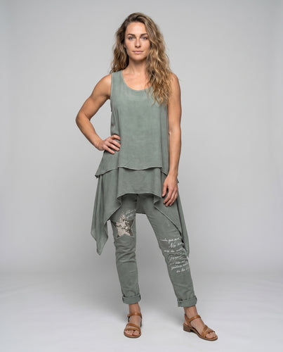 Damen asymmetrisches Oberteil mit fließendem Schnitt und lässigem Design