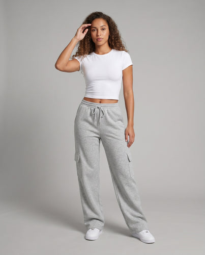 Damen Bequeme Cargo-Hose mit elastischem Bund und seitlichen Taschen R&B