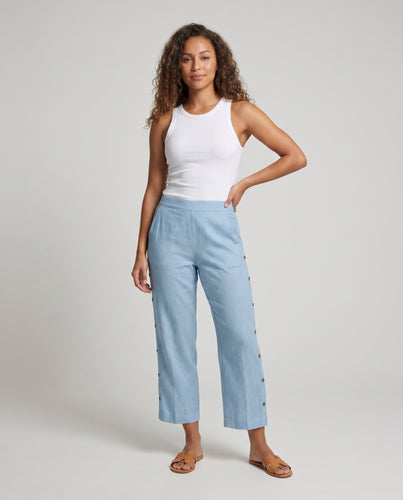 Damen Bequeme Sommerhose mit seitlichen Knopfdetails R&B