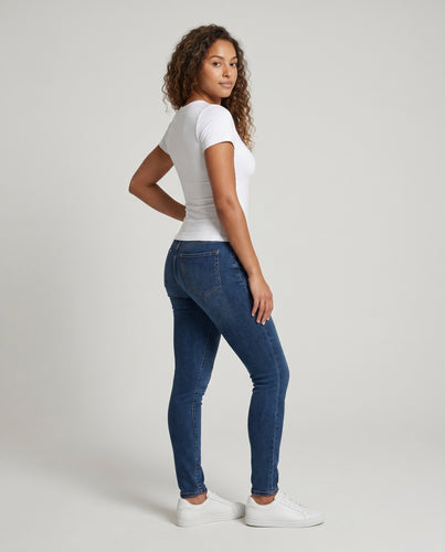Damen Figurumspielendes Basic-T-Shirt mit Rundhalsausschnitt R&B