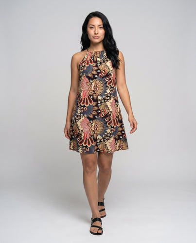 Damen Halterkleid mit lebhaftem Muster und leichtem Stoff R&B