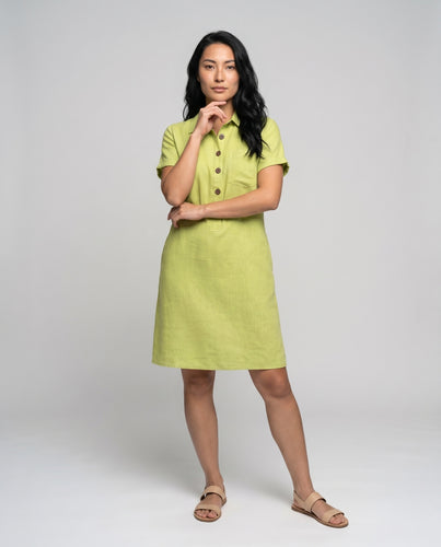 Damen Hemdkleid mit Knopfleiste und Seitentaschen R&B