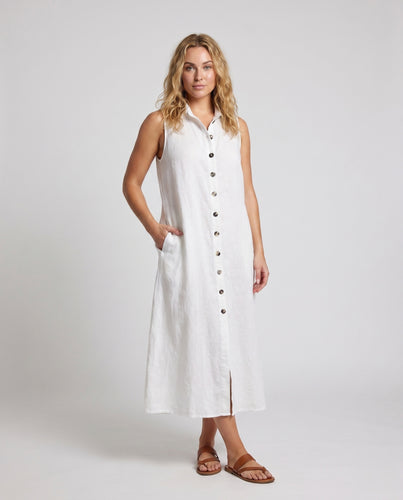 Damen Knielanges Hemdblusenkleid aus weichem Leinen R&B