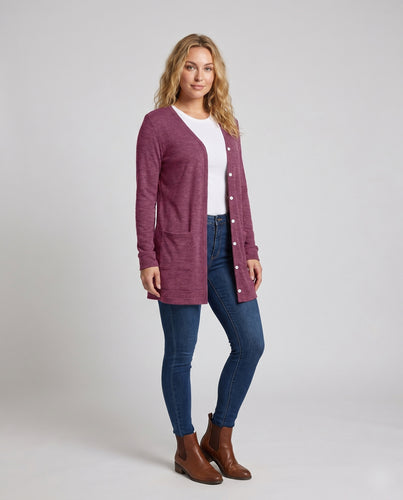 Damen lässiger Strickcardigan mit Taschen R&B