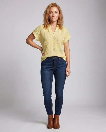 Damen luftiges Blusenshirt mit strukturiertem Kimono-Ausschnitt R&B