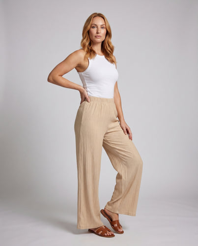 Damen Weite Plisseehose mit elastischem Bund und gestreiftem Design R&B