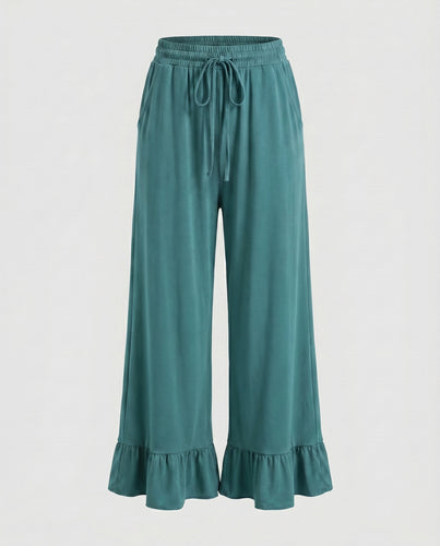 Damen Weite Sommerhose mit fransigem Saum und praktischem Gummizug R&B