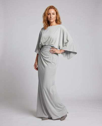 Damen Elegantes Maxikleid mit raffinierten Drapierungen und Eingrifftaschen R&B