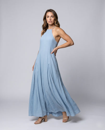 Damen Elegantes Maxikleid mit tiefem Rückenausschnitt und praktischen Taschen R&B