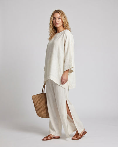 Damen Lässiges Sommer-Set aus luftigem Leinen mit weitem Schnitt und eleganter Silhouette R&B