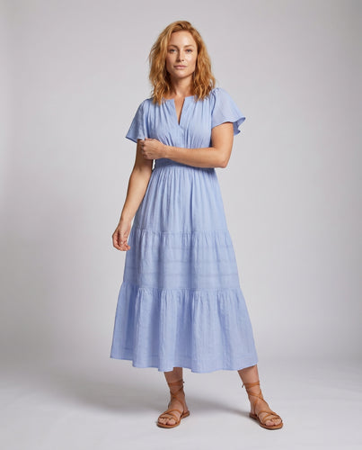 Damen Maxikleid mit fließendem Schnitt und Taschen R&B