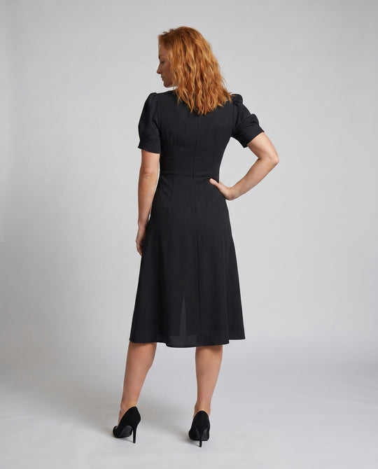 Damen Elegantes Kleid mit Puffärmeln und dekorativem Bindegürtel