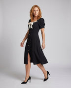 Damen Elegantes Kleid mit Puffärmeln und dekorativem Bindegürtel
