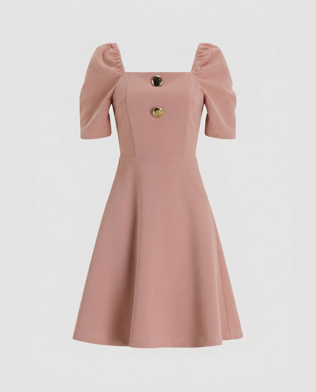 Damen Elegantes Kleid mit quadratischem Ausschnitt und Puffärmeln